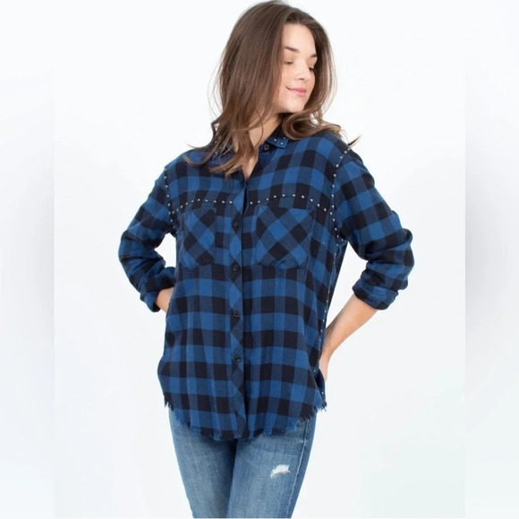Rails Tops - Rails studded flannel shirt